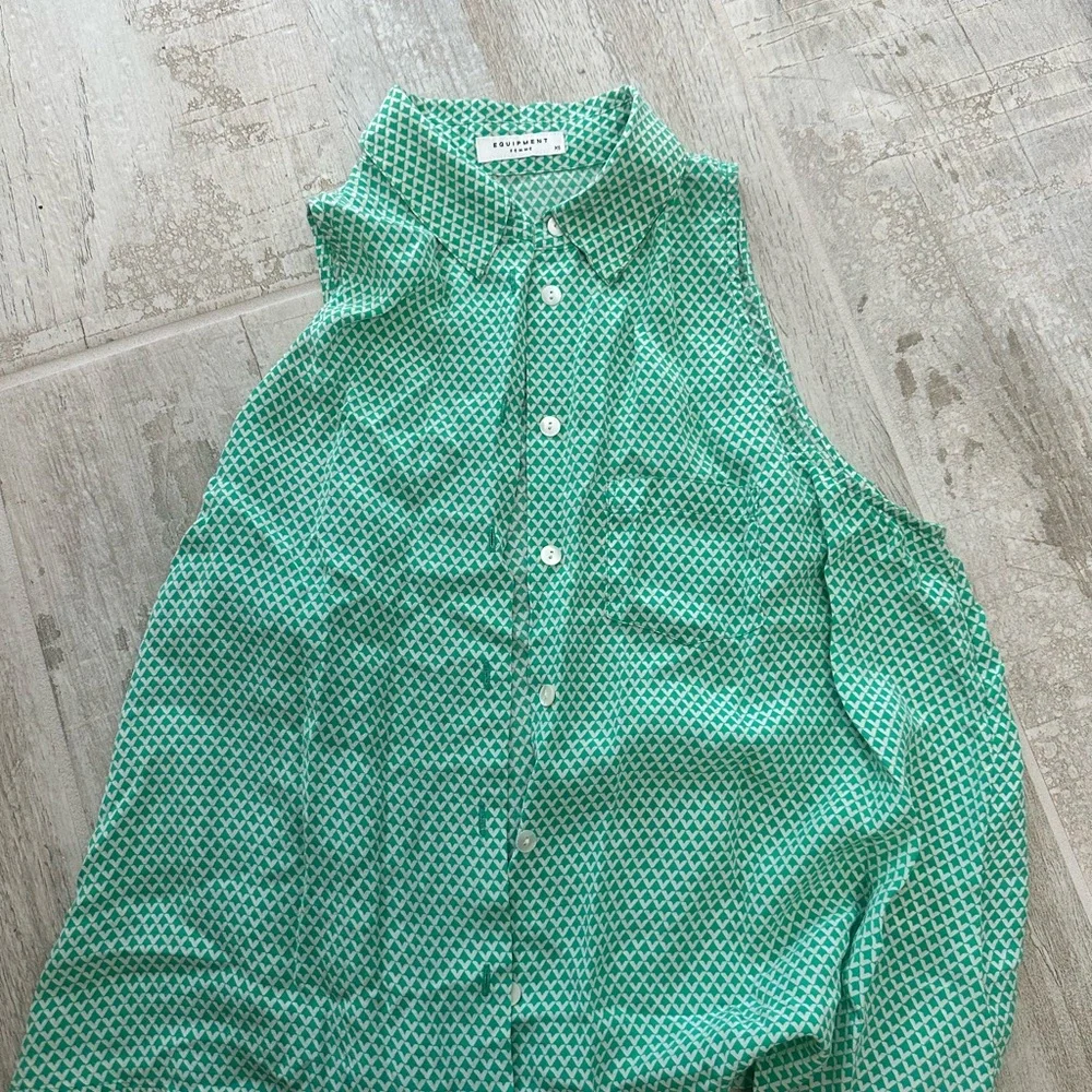 Equipment Green Patterned Blouse - Picture 1 of 3